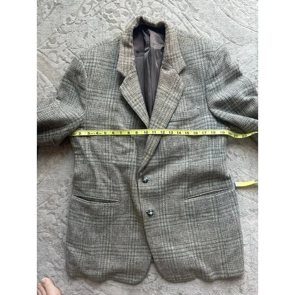Oakton Ltd Men’s Wool Blazer Sport Coat Jacket Gray Plaid 42R 100% Pure Wool